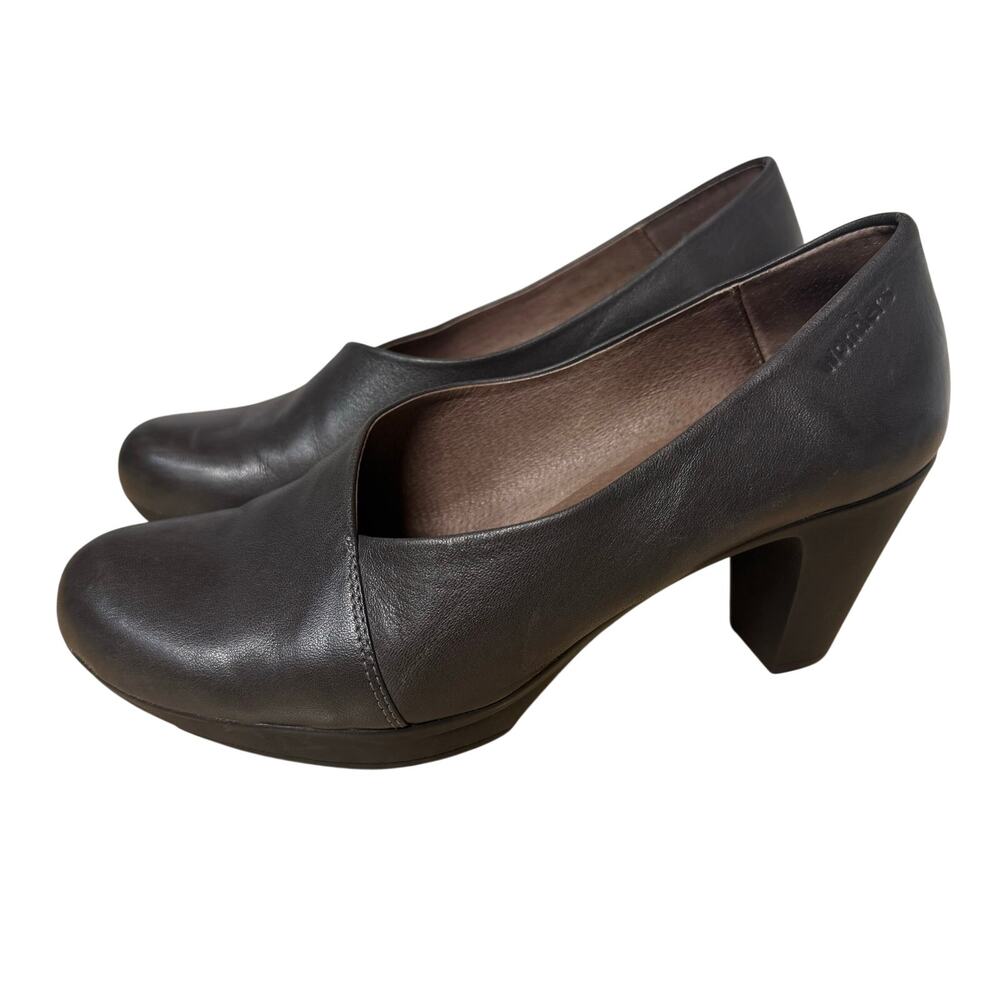 Wonders Brown Leather Comfort Pumps Platform Heels Size 39/ US 8-8.5 Minimalist